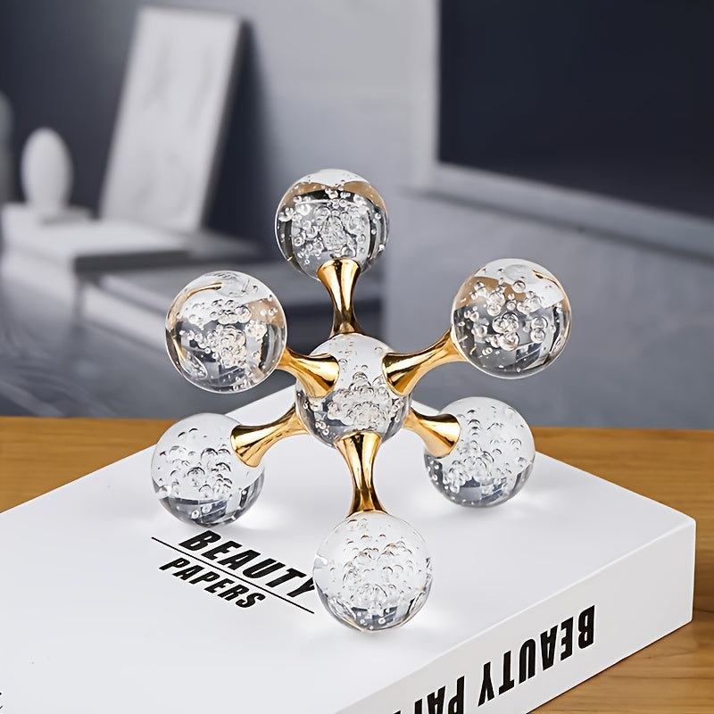 Crystal Molecular Structure Decorative Sculpture - Geometric Desk Decor Ornament for Contemporary Home, Bedroom, Living Room and Office - Modern Art Crystal Craft Decoration