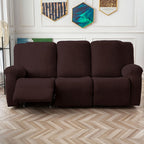 Jacquard Stretch Recliner Sofa Cover – Big Leaves Pattern, 1/2/3 Seater & Loveseat with Console, Winter Insulation Soft Washable, 6 Colors