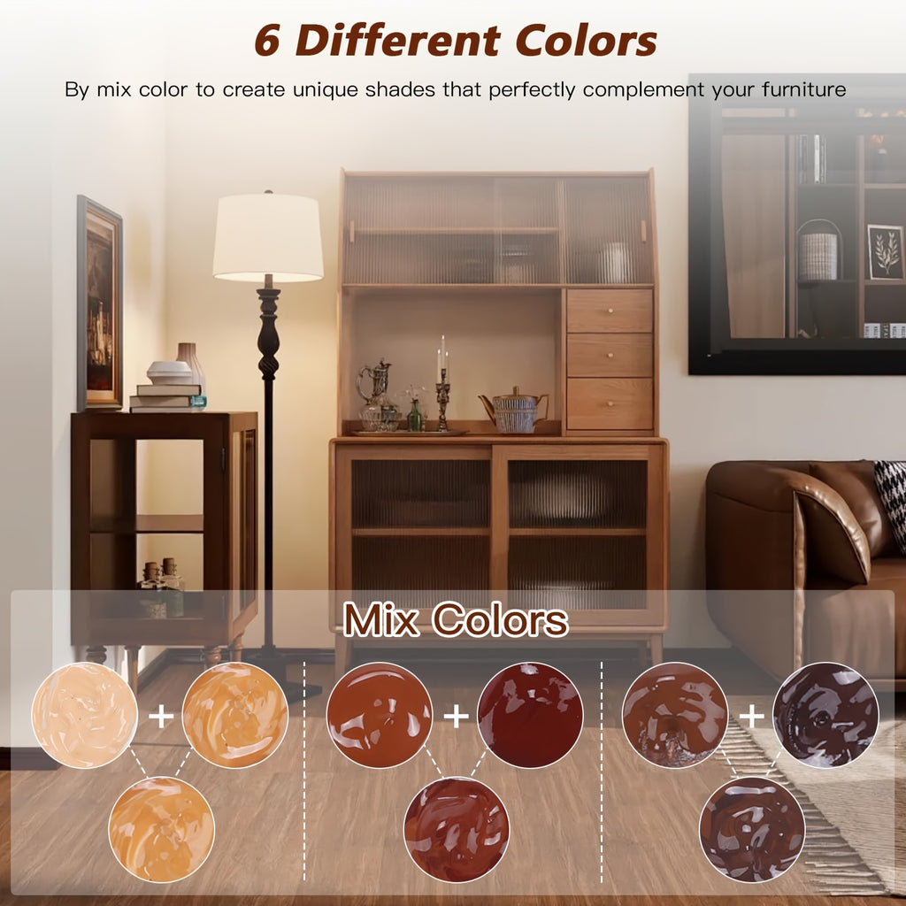 Wood Furniture Repair Kit 14 Piece Scratch Repair Filler Wood Putty Wax Touch Up Kit for Hardwood Floors Laminate Tables Doors Cabinets Walnut Colors Restore Cracks Holes