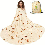 Mexican Tortilla Blanket – 285GSM Soft Flannel Round Novelty Throw, 5 Sizes, Gift Bag Option, Funny Birthday Christmas Gift