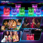 LED Light Up Cups Set of 2 | Water Activated Glowing Wine Glasses Multicolor Flashing Drinkware for Party Bar Easter