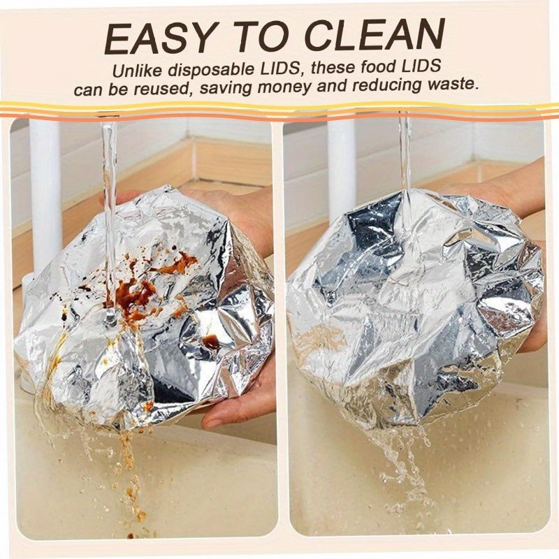 Aluminum Foil Bowl Covers 120pc Heavy Duty Heat Resistant Microwave Safe Protective Covers for Tableware Home Catering Office Dining