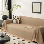 Herringbone Sofa Cover with Tassels – Washable Polyester Throw for 3-Seater, 4-Seater & Large Sofas | Grey, Coffee, Green