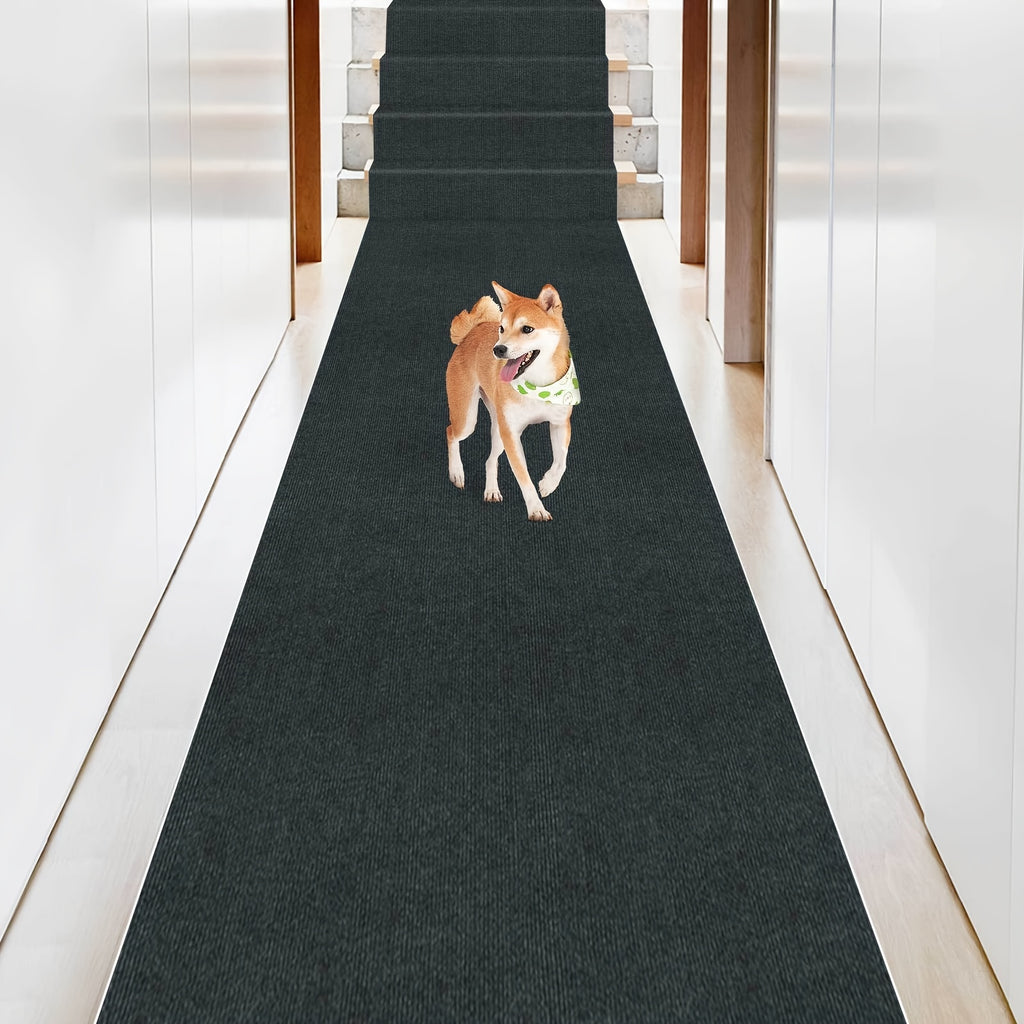 Non-Slip Hallway Runner Rug Self-Adhesive TPR Backing Ultra-Thin 0.4mm 5 Colors 6 Sizes for Kitchen Bedroom Living Room Entryway Hardwood Floors