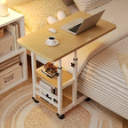 Rolling Laptop Desk Movable Adjustable Height 360 Degree Rotating Wheels Bedside Computer Desk for Bedroom Living Room Dormitory Multifunctional Student Writing Desk Multiple Colors