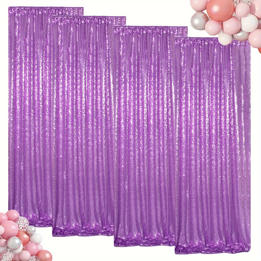 Sequin Backdrop Curtains 4 Panels 2FT x 8FT Glitter Party Decorations for Wedding Birthday Photo Booth Stage Background 30+ Colors