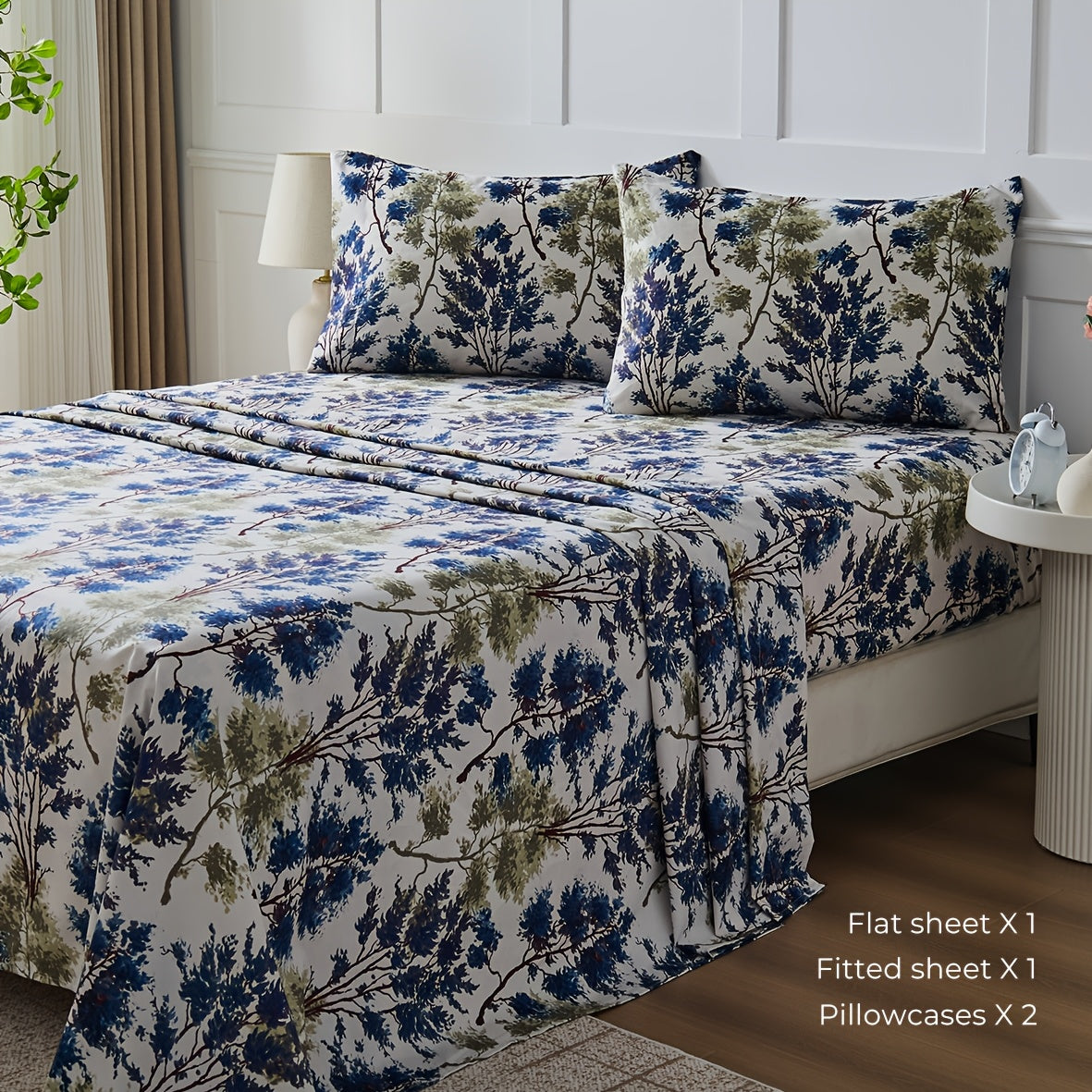 Deep Pocket Printed Sheet Set 3 or 4 Piece Breathable Cool Sheets Luxury Hotel Bedding Soft Wrinkle-Resistant Twin Full Queen King Cal King - Buffalo Check Botanical Florence Paisley Patterns
