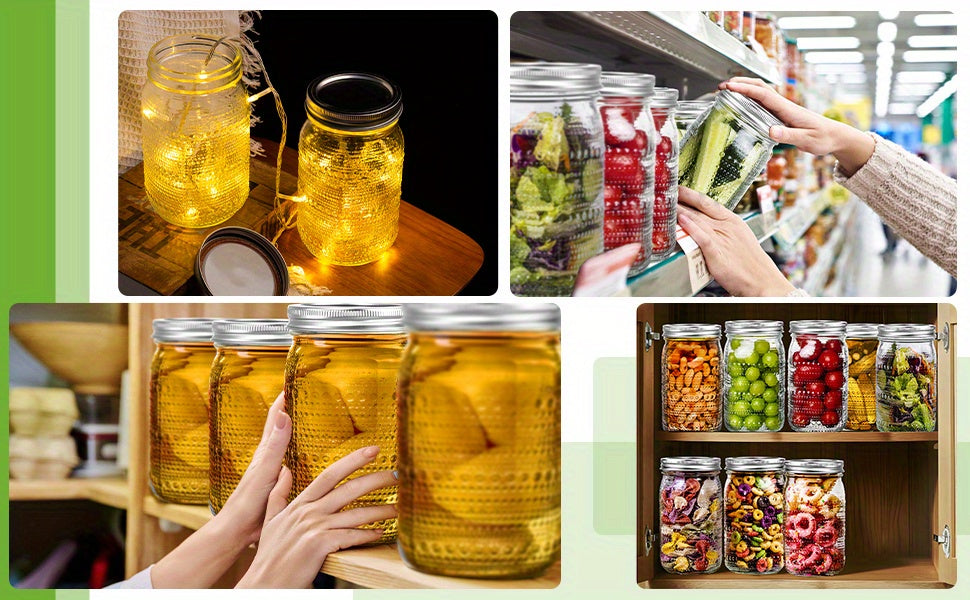 Mason Jars 32oz Wide Mouth with Lids 4 Pack Glass Canning Jars for Pickling Food Storage Meal Prep Salad Jam - Large Glass Jars for Centerpieces Wedding Decor Kitchen Pantry