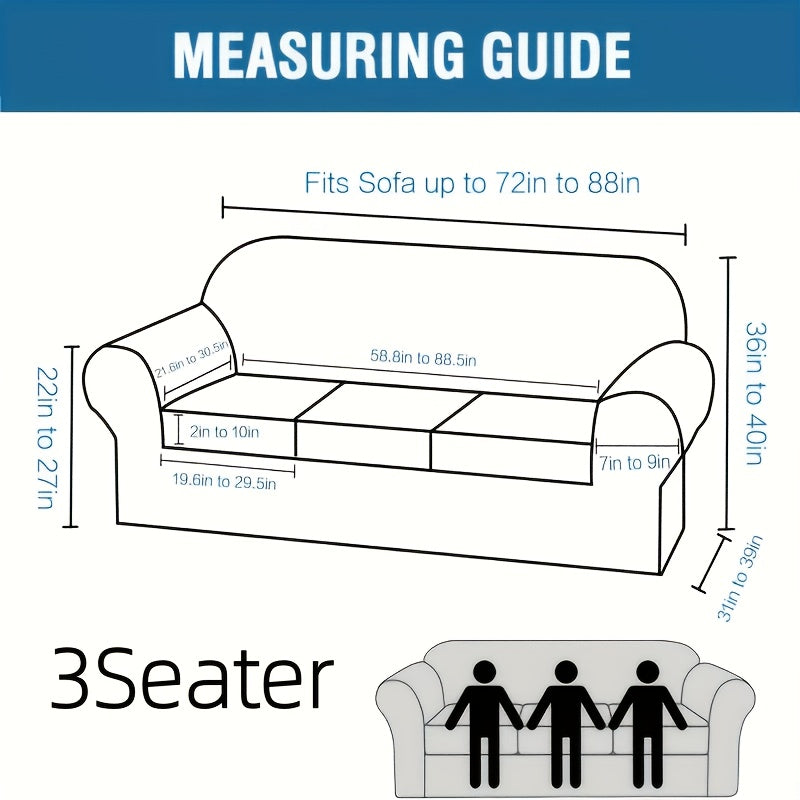 Grid Pattern Elastic Sofa Cover – Anti-Slip Full Coverage Stretchable Sofa Protector Machine Washable Classic Design for Living Room Bedroom Office