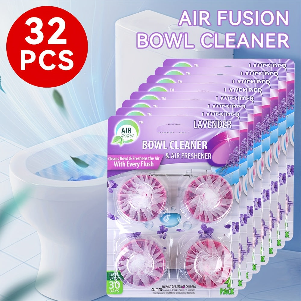 Automatic Toilet Cleaner Tablets 32 Pack, Drop-In Tank Formula Cleans & Deodorizes with Every Flush, Removes Tough Stains & Leaves Fresh Lavender Scent for Continuous Bathroom Hygiene