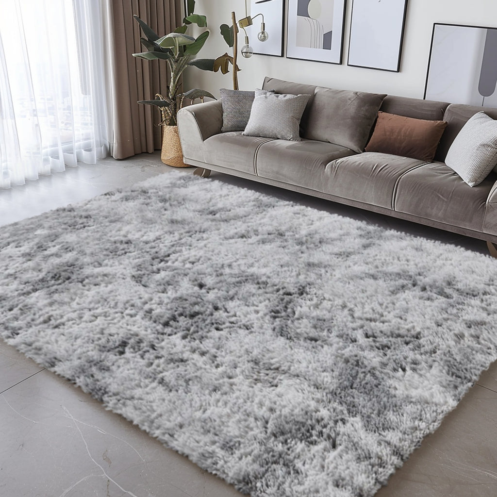 Velvet Shag Area Rug with Non-Slip Backing – Super Soft Plush Indoor Carpet for Living Room, Bedroom & Kitchen, Tie-Dye & Solid Colors, 5 Sizes