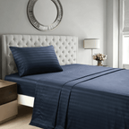 Striped Bed Sheet Set Extra Soft Breathable, Fade-Resistant Deep Pocket Fitted Sheets for Bedroom Guest Room Hotel – All Season 3/4 Piece (Flat Sheet, Fitted Sheet, Pillowcase)