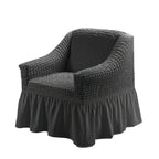 Seersucker Sofa Cover All-In-One Stretch Slipcover – Elastic Band Polyester Spandex Machine Washable Couch Protector for Armchair Loveseat 1 2 3 4 Seater Solid Color