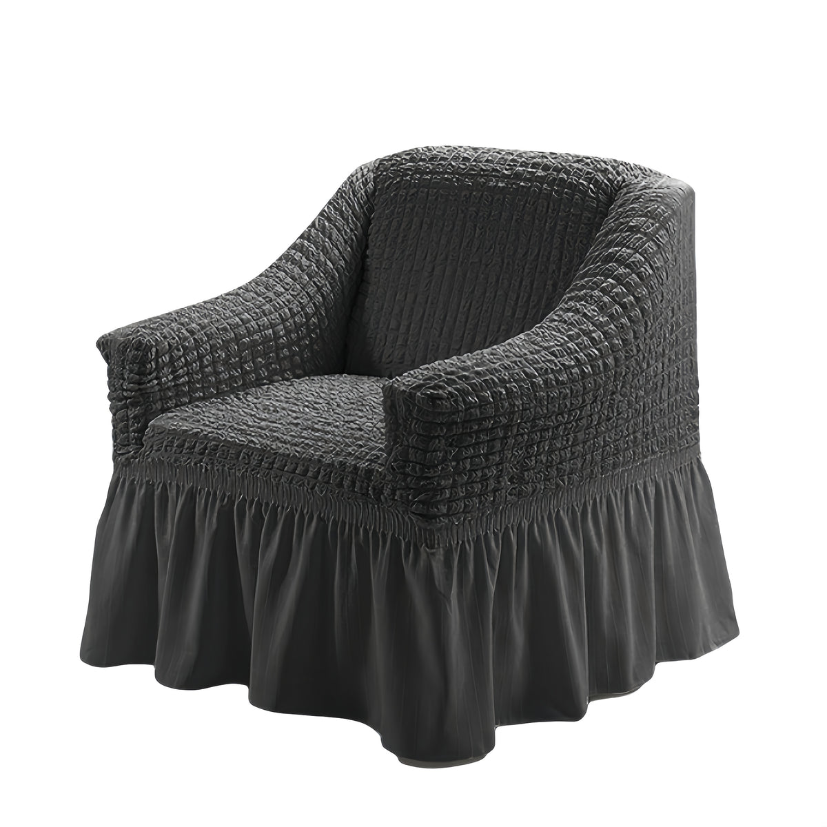 Seersucker Sofa Cover All-In-One Stretch Slipcover – Elastic Band Polyester Spandex Machine Washable Couch Protector for Armchair Loveseat 1 2 3 4 Seater Solid Color