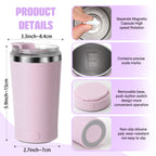 Self Stirring Mug 14oz Rechargeable – 316 Stainless Steel Automatic Magnetic Stirring Coffee Cup with Lid for Coffee, Tea & Hot Chocolate
