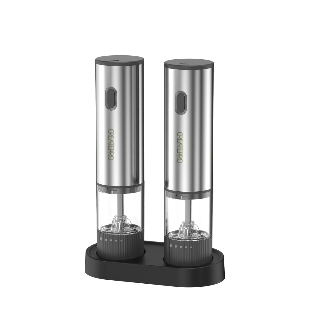 Electric Salt and Pepper Grinder Rechargeable USB – Adjustable Coarseness Automatic Pepper Mill, Stainless Steel with Lithium Battery for Home Kitchen, BBQ & Dining Table, 1pc or 2pcs Set