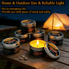 Unscented Soy Palm Wax Candles Set of 4 Metal Tin 96 Hour Burn Time – Long Lasting Candles for Camping Hiking Emergency Lighting Holiday Decor Christmas Halloween