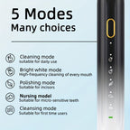 IPX8 Sonic Electric Toothbrush USB Rechargeable 5 Brush Heads Metal Shaft Smart Timer Couple Set for Adults Men Women