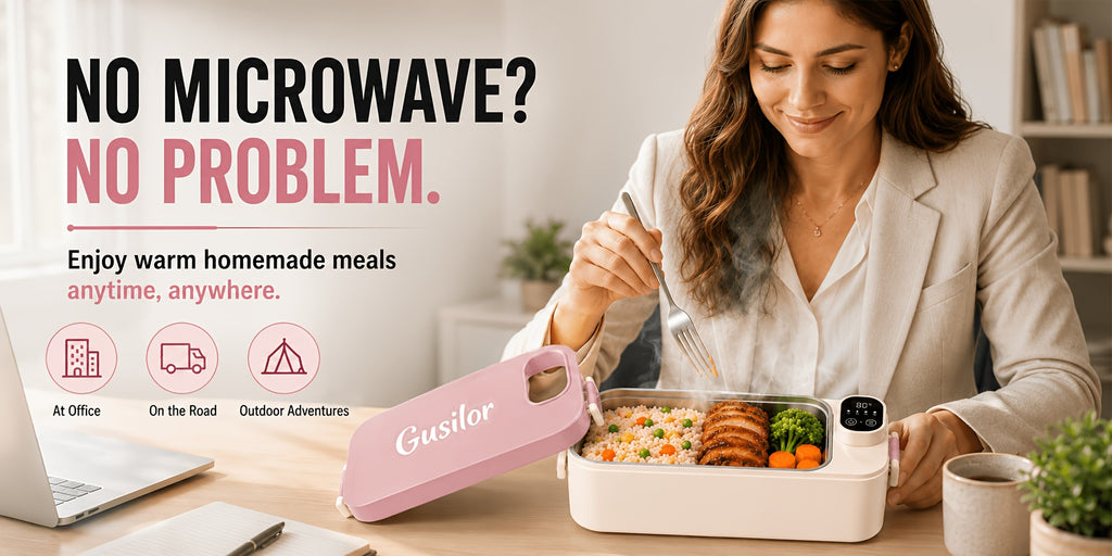 Heated Lunch Box Rechargeable with Timer - Self-Warming Portable Bento Box 80°C Keep Warm for Women & Men, Insulated Meal Prep Container with Lid, Electric Lunch Box for Work & Office