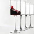 Square Wine Glasses Set of 4 - 15oz Hand Blown Borosilicate Crystal Stemmed Wine Glass for Red & White Wine, Wine Tasting Party Wedding Anniversary Christmas Birthday Gift