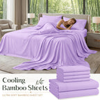Cooling Bamboo Sheet Sets Deep Pocket 16 Inch Moisture-Wicking Breathable Soft 1800 Thread Count Fitted Sheet Twin Full Queen King All Season