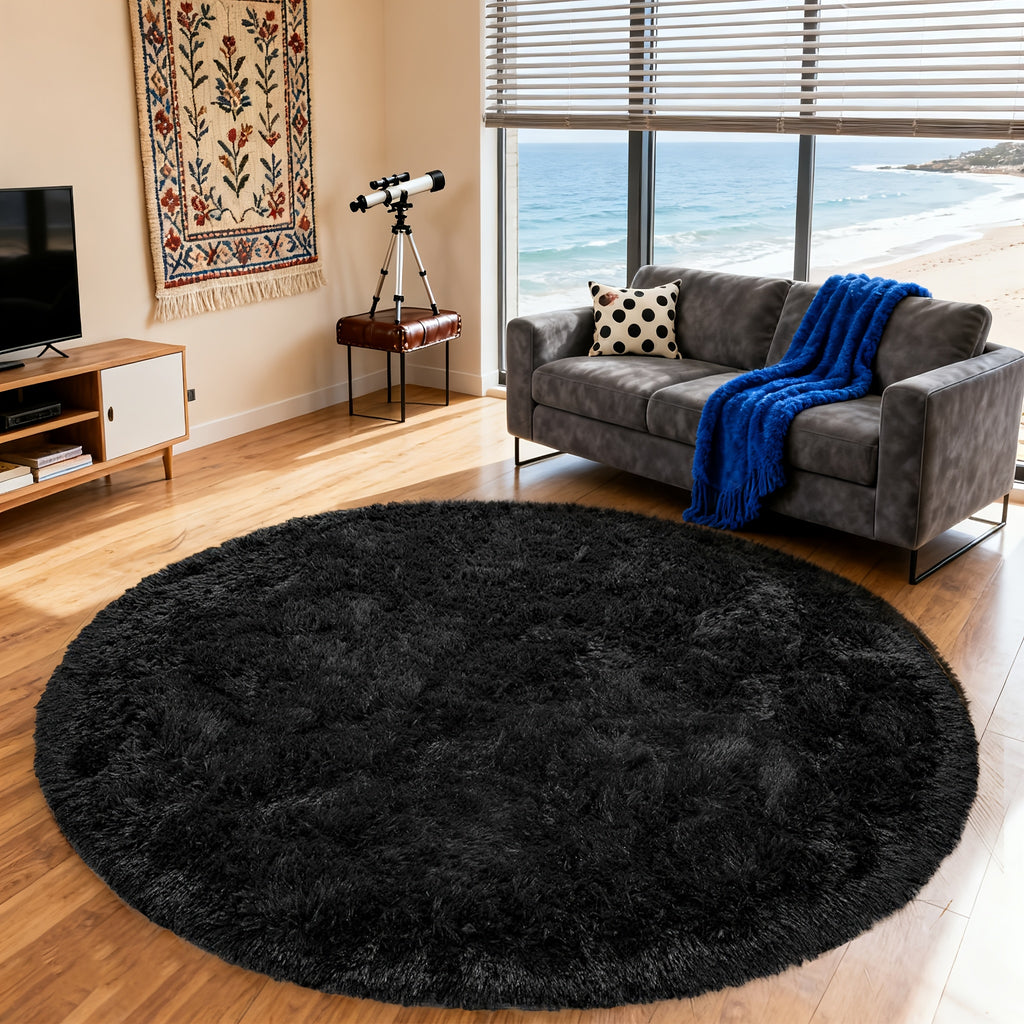 Tie Dye Round Area Rug Soft Plush Shaggy Circle Floor Mat Non-Slip for Living Room Bedroom Dorm – Boho Rainbow & Solid Colors 4x4 5x5 6x6 7x7 8x8 Ft | Home Decor Aesthetic
