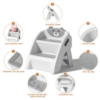 Foldable Kids Step Stool 2-Step with Non-Slip Design & Handle – Multipurpose Toddler Step Stool for Bathroom Sink, Kitchen Counter, Bedroom, Grey Pink Blue