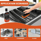 Glass Stove Top Cleaner Kit, 12oz Non-Abrasive Cooktop Cleaner & Polish – No-Scratch Formula, Removes Tough Stains, with Scrubbing Pad, Scraper & Cloth