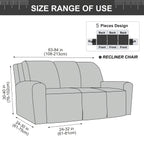 3-Seater Recliner Cover - Plush High Stretch Wear-Resistant Machine Washable Easy Clean Sofa Protector for Living Room and Bedroom