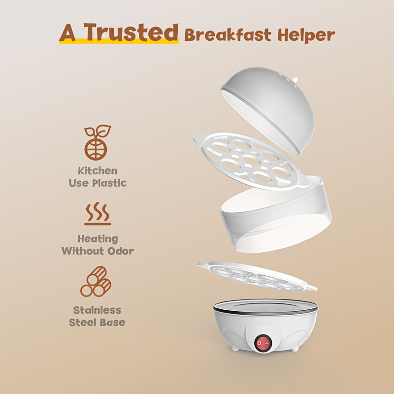 Electric Egg Cooker Steamer 1 or 2 Layer, Auto Shut-Off, Boiled & Soft-Boiled, with Descaling Accessories – Mini Breakfast Machine for Kitchen, Dorm & Office
