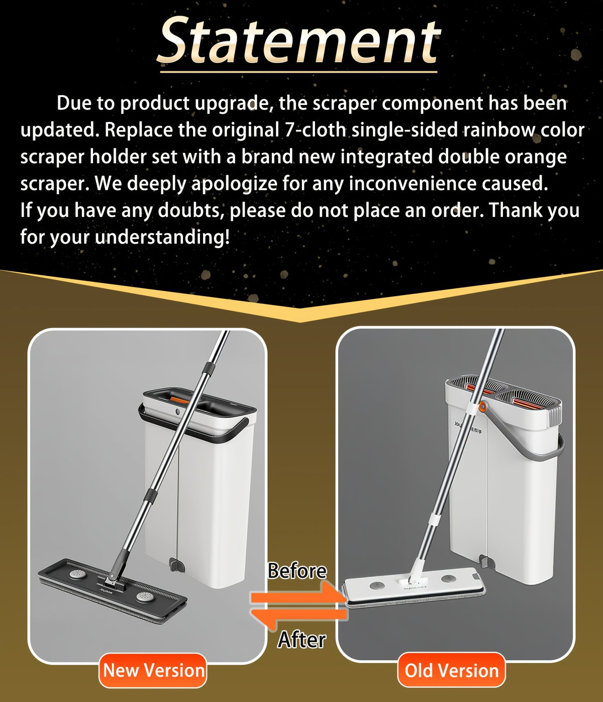 Flat Mop and Bucket Set 360 Degree Rotating Hands-Free Wringing Dual Compartment Clean Dirty Separation Ultra-Fine Fiber Floor Mop for Kitchen Bathroom Hardwood Tile