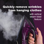 Handheld Clothes Steamer Non-Stick Soleplate – High-Pressure Anti-Calc, Adjustable Temp for Dry & Wet Clothes, Fast Heating Compact Steamer for Travel, Home & Office | Deep Purple