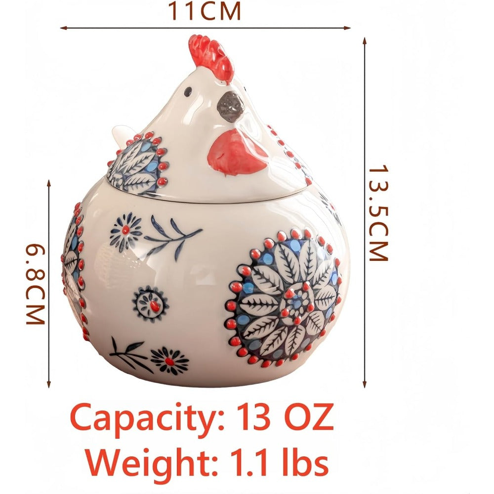 Handmade Ceramic Salt Jar with Airtight Lid & Spoon – 13oz Countertop Organizer for Salt, Sugar & Spices, Decorative Kitchen Storage Canister, Chef’s Gift, Blue, Red or Green