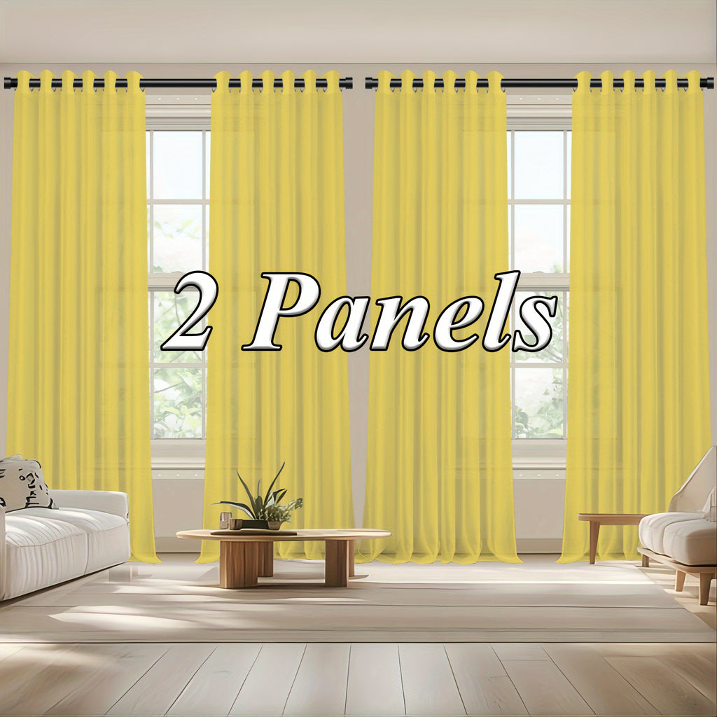 Sheer Curtains Semi Transparent Panels with Top Loop Pleated Header for Bedroom Living Room – Set of 2 or 4, 70-80G Lightweight Fabric, Multiple Sizes & Colors