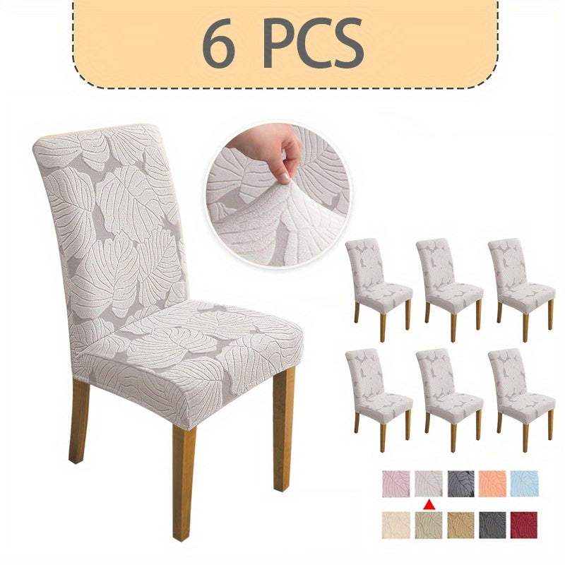 Jacquard Stretch Dining Chair Covers 4/6pcs – Removable Washable Elastic Chair Slipcovers for Dining Room & Kitchen, 10 Colors, Christmas & Holiday Home Decor Chair Protector