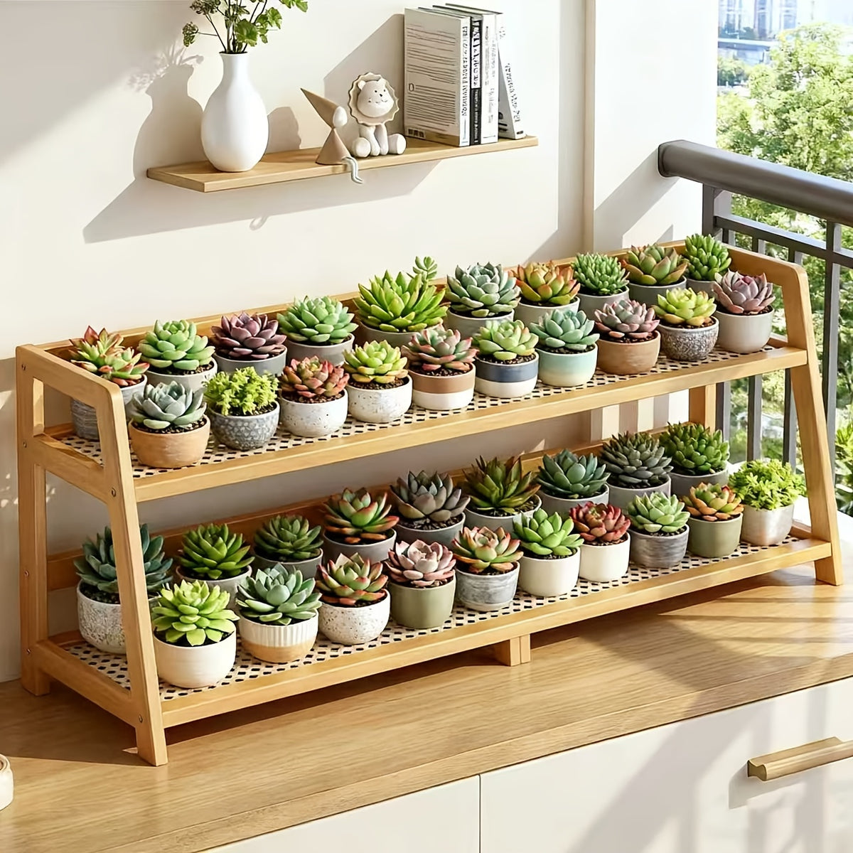 Japanese Natural Wood 2-Tier Cup Rack | Countertop Mug Organizer for Kitchen Living Room Coffee Bar