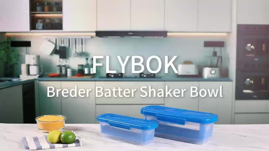 Batter Shaker Bowl with Lid 2-Piece Set for Breading and Seasoning - Flour Coating Bowl for Fried Chicken, Fish, Onion Rings & Crispy Fried Foods