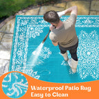 Outdoor Patio Rug Plastic Straw Reversible UV Resistant Portable RV Mat Indoor Outdoor Carpet Porch Deck Balcony Backyard Orange Teal Grey Brown 5x8 6x9 8x10 9x12 ft