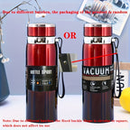 316 Stainless Steel Insulated Water Bottle 800ml/27oz with Carrying Sling - Keeps Cold 24 Hrs & Hot 10 Hrs, Portable Travel Bottle for Camping Hiking Driving, Gradient Blue Red Steel