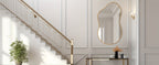 Irregular Wall Mirror Golden Asymmetrical Decorative Mirror Aviation Aluminum Alloy Frame for Bathroom Bedroom Living Room Entryway Cloakroom Modern Home Decor