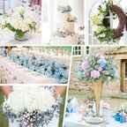 Silky Hydrangea Artificial Flowers 20/40 Pack, 16.2 Inch Blue & White – Outdoor Faux Hydrangea Stems for Wedding, Garden, Home Party, Exhibition & Christmas Decorations