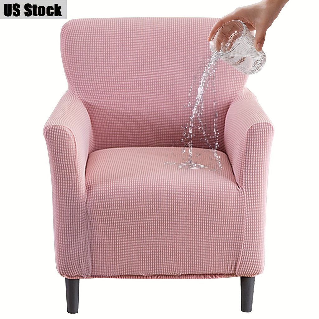 Elastic Stretch Armchair Sofa Cover, Corn Velvet Knit Non-Slip Solid Color Sofa Slipcover Protective Cover for Small Single Armrest Chair Living Room Pet-Friendly