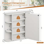 Bathroom Medicine Cabinet Wall Mounted with Mirror & 6 Open Side Shelves – White Wall Cabinet for Bathroom Storage & Organization