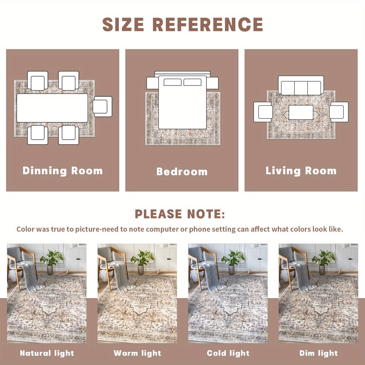 Bohemian Area Rug Washable Ultra-Soft Non-Slip Retro Foldable Living Room Bedroom Rug Beige Grey 4x6 5x7 6x9 8x10 9x12
