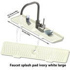Silicone Sink Drying Mat & Faucet Splash Pad with Sponge Holder – Wave Pattern, 5° Drainage Slope, Heat-Resistant, 3 Sizes & 3 Colors for Kitchen & Bathroom Counter