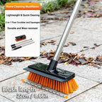 Heavy Duty Outdoor Floor Scrub Brush 10.24" Dual-Purpose with Water Scraper & Stiff Bristles – Hard Broom for Patio, Deck, Driveway & Concrete Cleaning, Home & Commercial Use