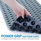 Foldable Non-Slip Shower Mat PVC Bathtub Mat with Suction Cups – 27.56x15.75 Inch, Compact & Easy to Store, Black Bathroom Safety Mat
