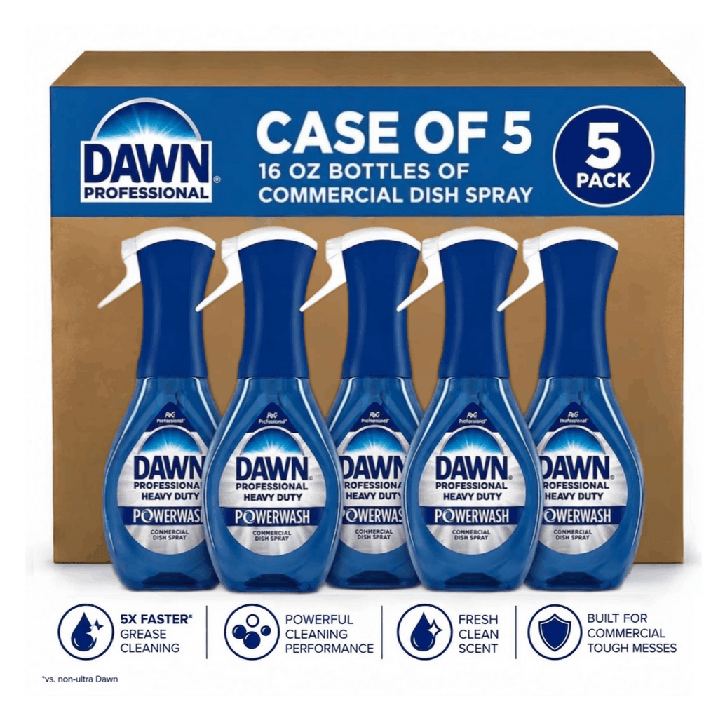 Dawn Powerwash Dish Spray 16oz Heavy Duty Professional Formula, Bulk 2-Pack & 5-Pack, Fast-Acting Grease Cutting Dish Soap Spray for Kitchen Pots Pans