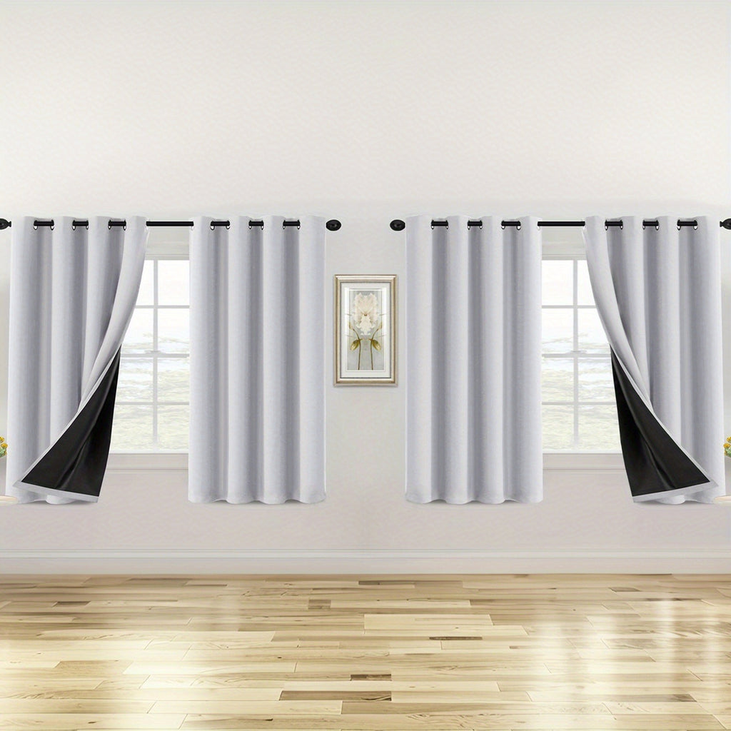 100% Blackout Window Curtains - 4 Panels, Full Light Blocking, Thermal Insulated Drapes with Black Liner | Soft Brushed Fabric