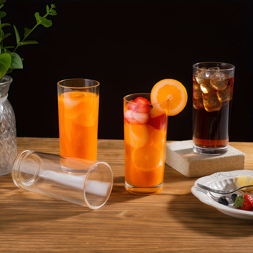 Glass Highball Cups 6pcs Thick Bottom Lead-Free Reusable Drinkware – Heavy Base for Stability, Modern Minimalist Glasses for Juice, Milk, Water & Cocktails | Home & Party